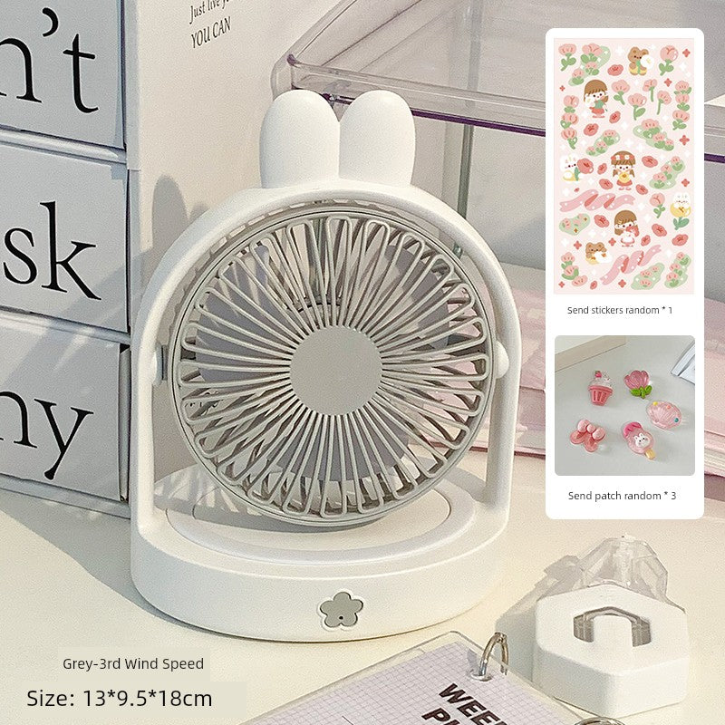 Cute Desktop Little Fan Mute Office Desk Mini Fan USB Rechargeable Student Dormitory Portable