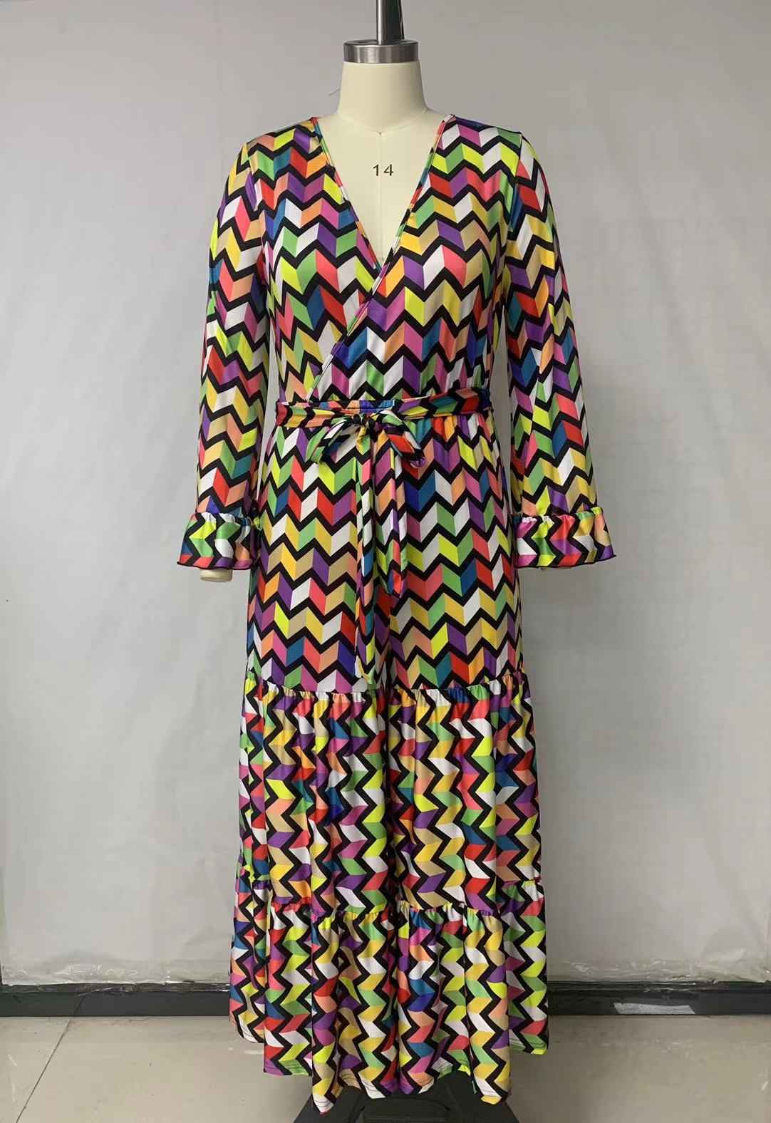 Plus Size Women Jumpsuit Tie Dye Print One Piece Outfit 2023 Spring Female Elegant Belt Jumpsuit Lady Designer Wide Leg Pant