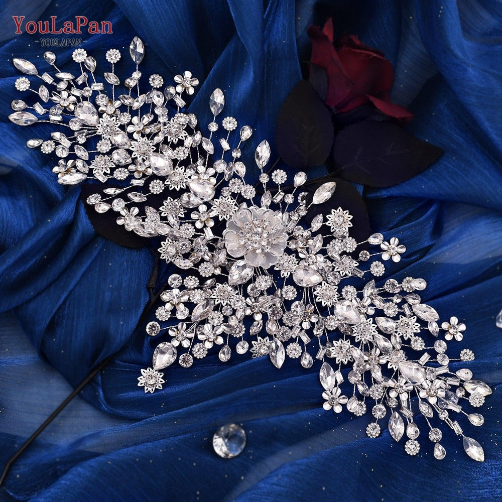 YouLaPan HP456 Fashion Bridal Hair Accessories Alloy Flower Wedding Crown Forehead Jewelry for Wedding Pageant Brides Headband