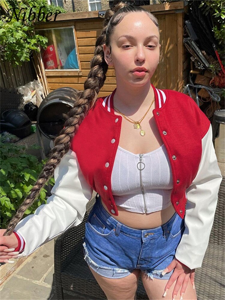Nibber Fall Winter Baseball Uniform Jacket Letter Print Top 2022Street Casual Coat Cool Style Bomber jacket For Women's Clothing