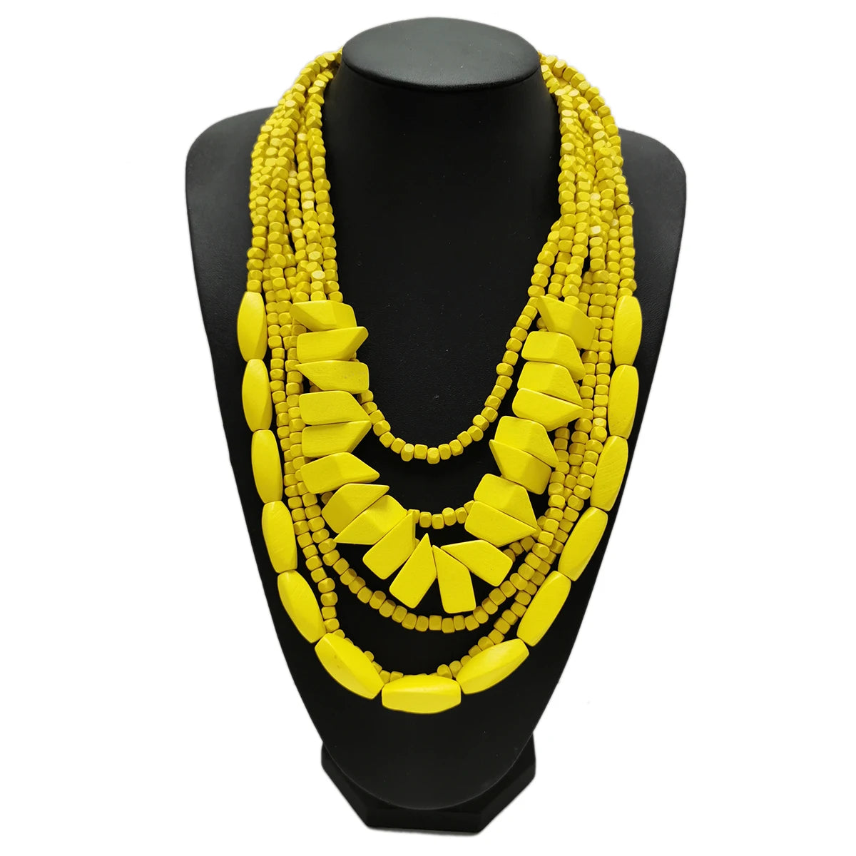 MANILAI Bohemian Multilayer Wood Bead Choker Necklaces For Women Handmade Beaded Statement Necklace Jewelry