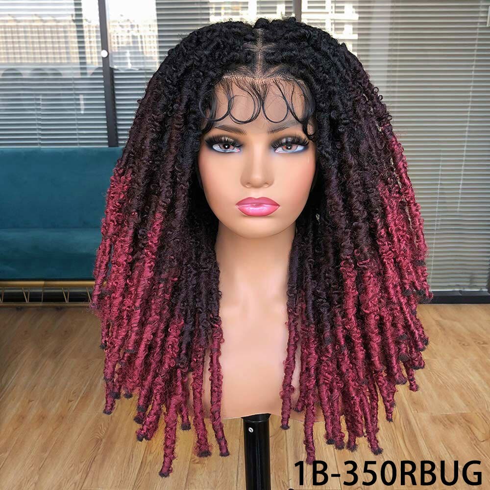 Blue Butterfly Locs Full Lace Braided Wigs For Women Crochet Hair Dreadlocks Meche Faux Locks Braids Extensions Synthetic Hair