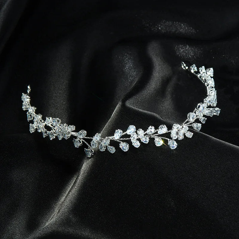 Luxury Bridal Headband Wedding Hair Pieces Zirconia CZ Bride Headpiece Tiaras Crowns 15 Years Girl Women Diadem Prom Headdress