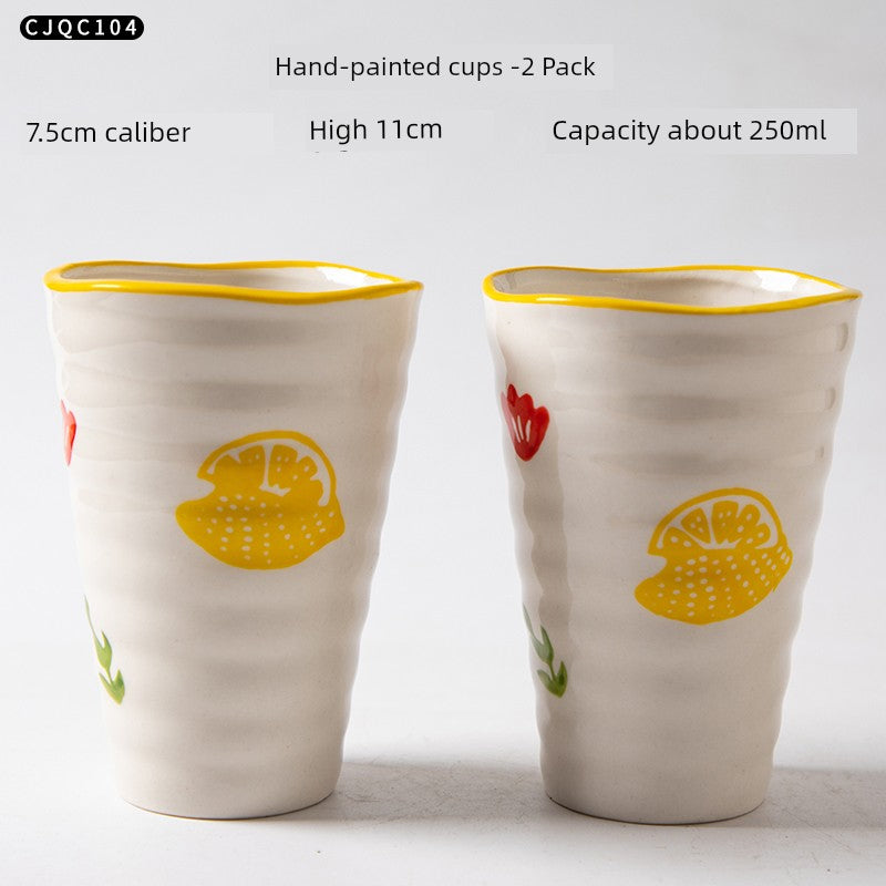 Cup Ceramic Mug with Cover Spoon Tea Cup Retro Domestic Coffee Cup Creative Personalized Trend Couple's Cups