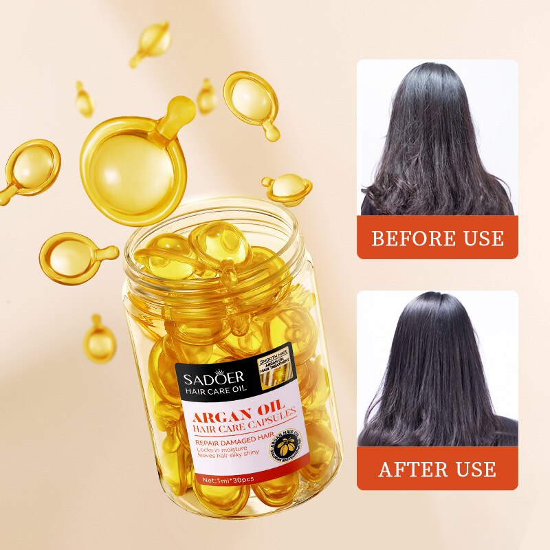 Hair Vitamin Nuts Oil Care Capsule Keratin Complex Oil Smooth Silky Hair Serum Anti Hair Loss Hair Masks Repair Frizz Damaged