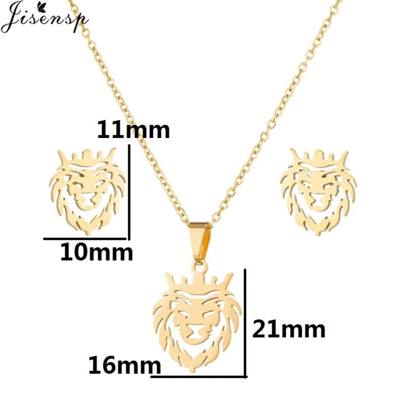 100% Cute Swallow Stainless Steel Pendents Necklaces for Women Small Lion Tiger Bee Snake Animal Earrings Stud Birthday Gifts