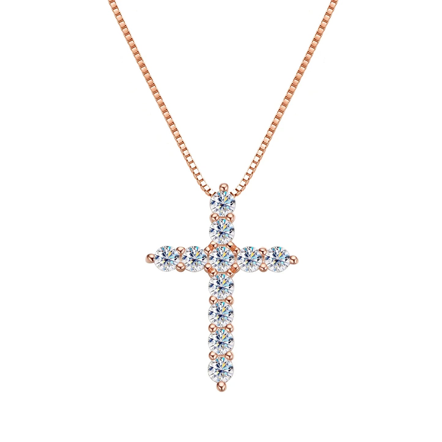 EWYA Real Moissanite Jesus Cross Pendant Necklace for Women 925 Sterling Silver 2.5 3 4mm Diamond Chains Necklaces Fine Jewelry