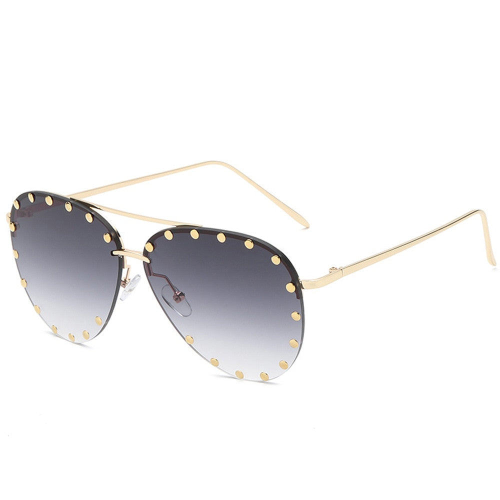 BEGREAT Ladies Metal Rivet Pilot Sunglasses Women Luxury Personality Glasses Cool Eyewear Shades очки солнечные женские UV400
