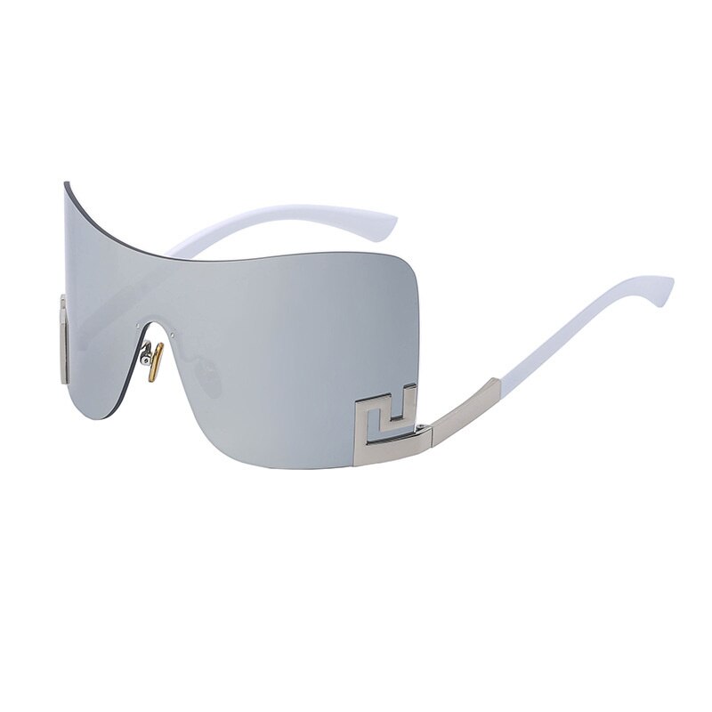 Oversized Rimless One Piece Shield Sunglasses For Women New Fashion Brand Alloy Gradient Arch Sun Glasses Men Hip Hop Eyewear