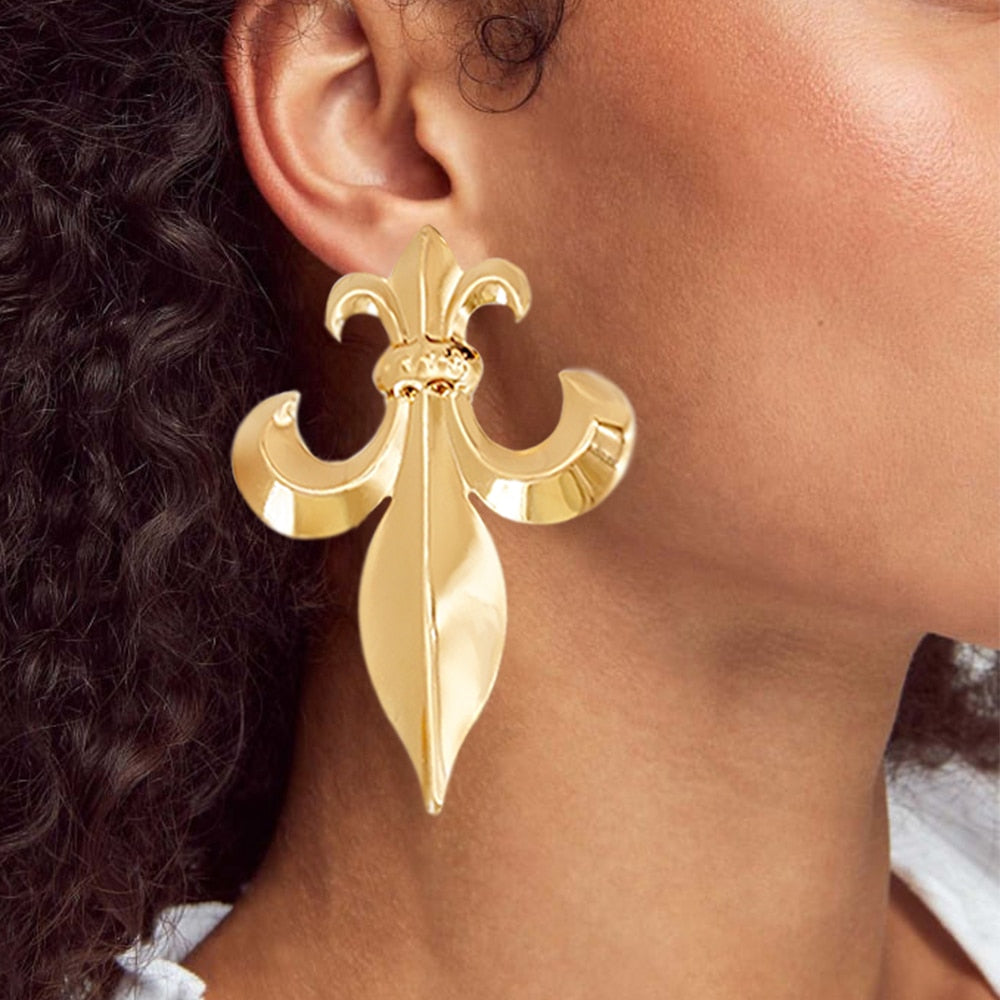 Hoop Earring For Women Gold Color Stud Big Pendant dangle Drop  Earrings