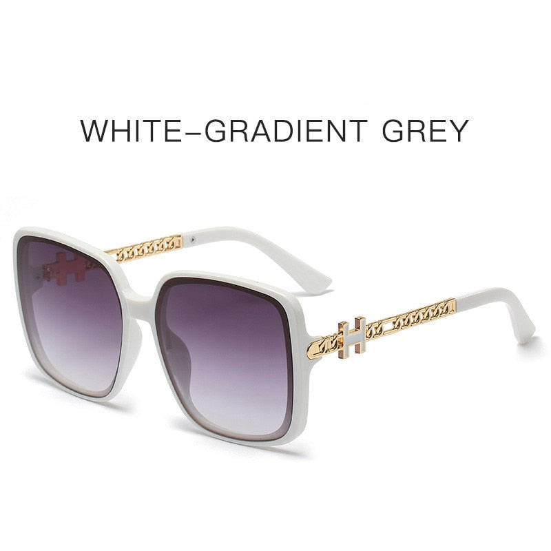 2022 new H fashion large frame personalized rivet European and American fashion sunglasses chain leg street photography face cov