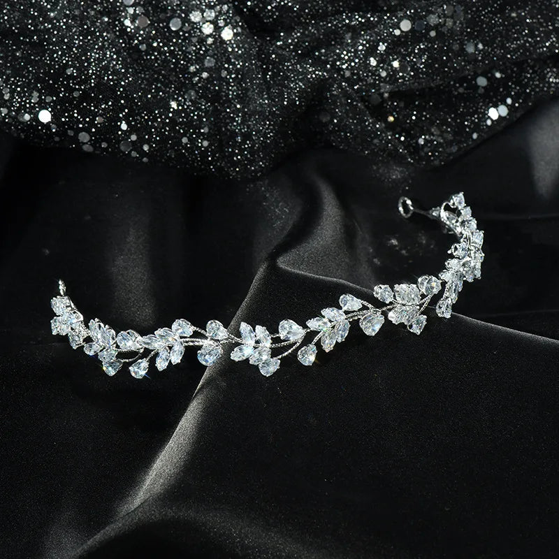 Luxury Bridal Headband Wedding Hair Pieces Zirconia CZ Bride Headpiece Tiaras Crowns 15 Years Girl Women Diadem Prom Headdress