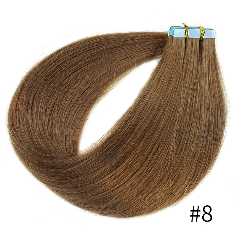 Veravicky Hair Tape In Hair Extensions Natural Human Hair Tiny Interface 4x0.8cm Skin Weft Remy 10pcs 16-24 inch For Thin Hair