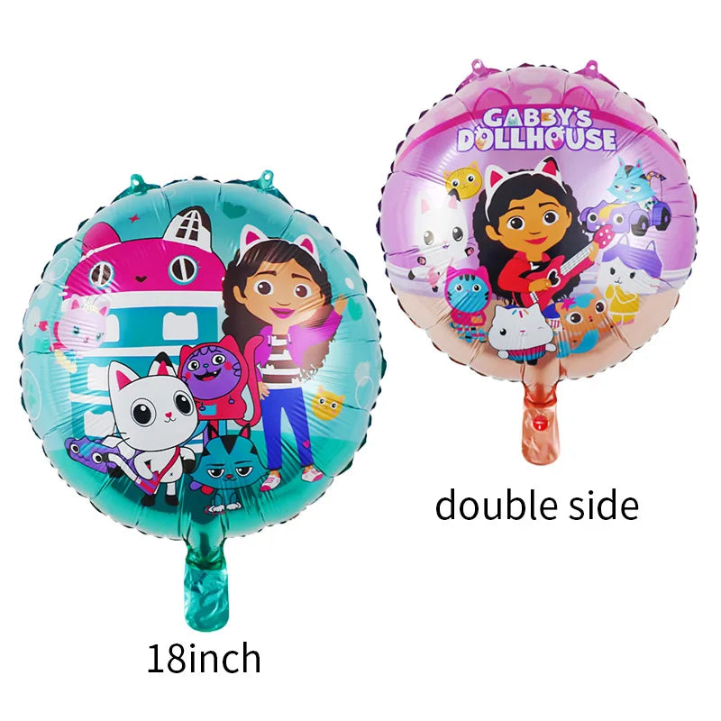 Pink Gabbys Dollhouse Cats Birthday Party Decoration Disposable Tablecloth Cup 3D Doll Balloon For Girls Baby Shower Supplies