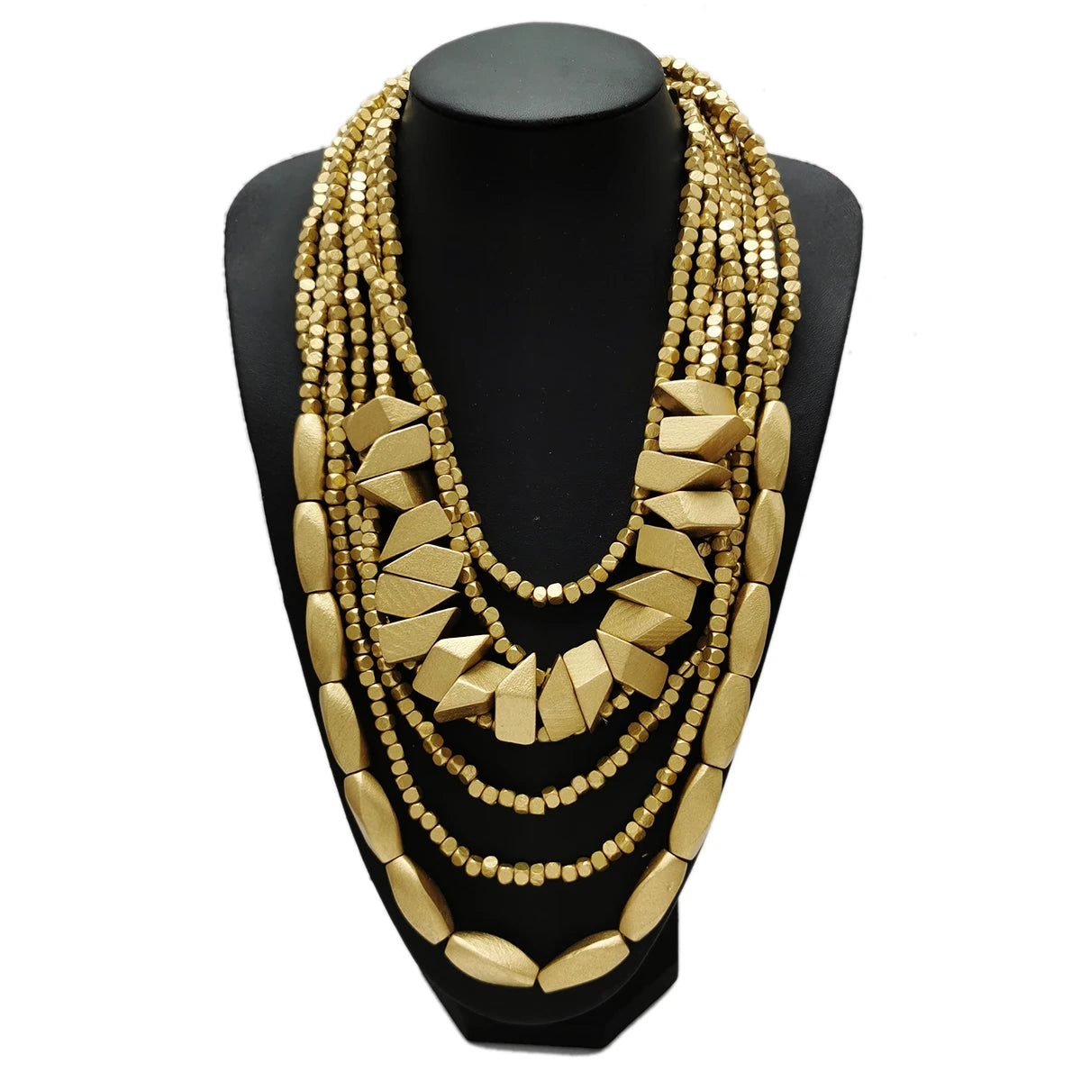 MANILAI Bohemian Multilayer Wood Bead Choker Necklaces For Women Handmade Beaded Statement Necklace Jewelry