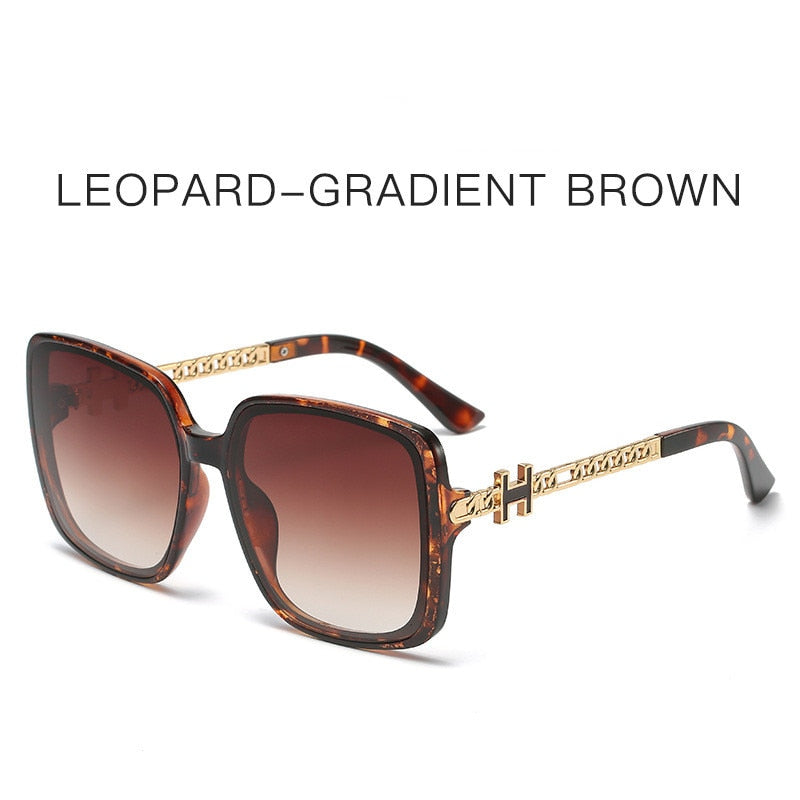 2022 new H fashion large frame personalized rivet European and American fashion sunglasses chain leg street photography face cov