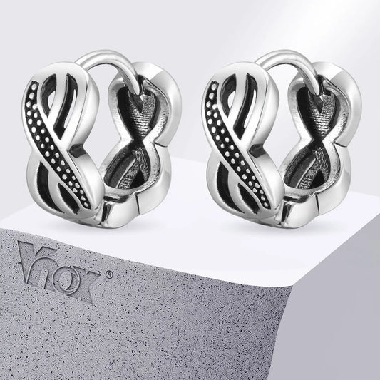Vnox Small Hoop Earrings, Cool Unisex Men Infinity Earrings, Retro Vintage Huggies, New Fashion Jewelry