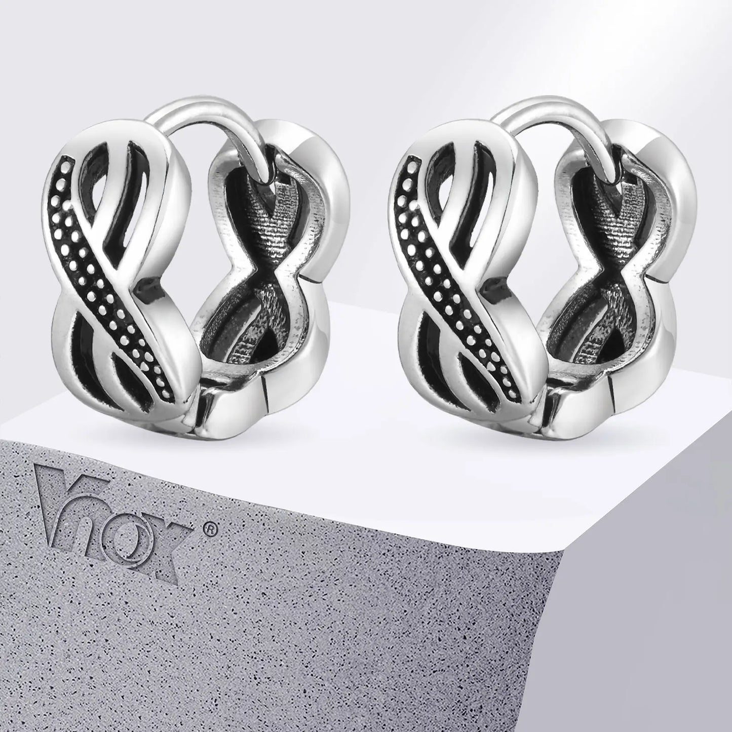 Men Infinity Earrings, Retro Vintage Huggies, New Fashion Jewelry