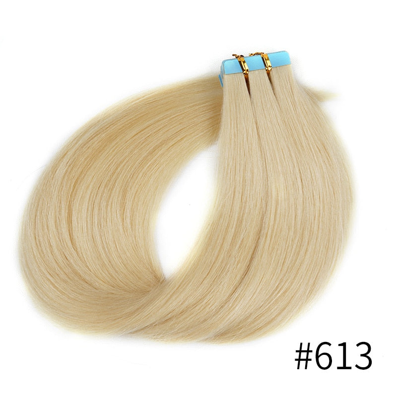 Veravicky Hair Tape In Hair Extensions Natural Human Hair Tiny Interface 4x0.8cm Skin Weft Remy 10pcs 16-24 inch For Thin Hair