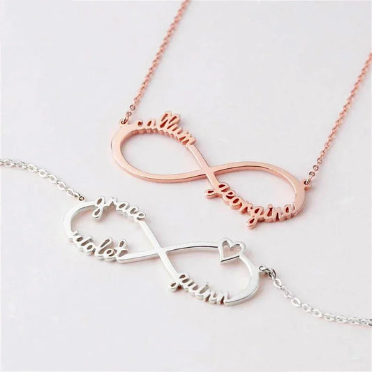 Custom Couple Double Name Infinity Necklace for Women Men Stainless Steel Jewelry Gold Pendant Choker Christmas Anniversary Gift