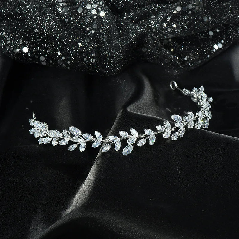 Luxury Bridal Headband Wedding Hair Pieces Zirconia CZ Bride Headpiece Tiaras Crowns 15 Years Girl Women Diadem Prom Headdress