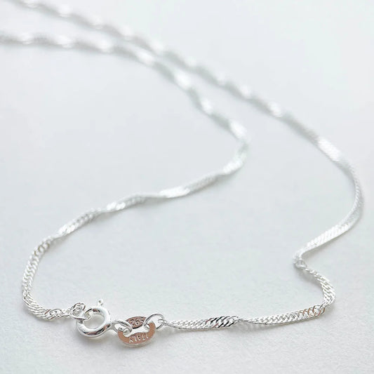 40cm-50cm 1.5mm Pure Real 925 Sterling Silver Water Wave Chain Short  Necklace Women Girls Jewelry Customizable collier kolye