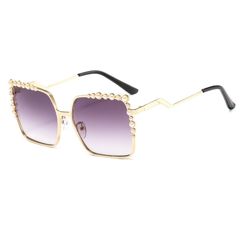 Oversized Square Sun Glasses Ladies 2023 New Luxury Pearl Sunglasses Women Brand Designer  Fashion Shades big Square