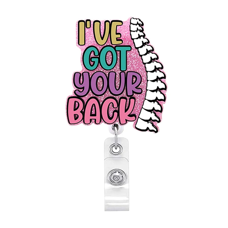 Acrylic Glitter Blood Bags Organ Retractable Badge Keychain Metal Clip Nurse Name ID Card Holder For Doctor Nurse Accessories