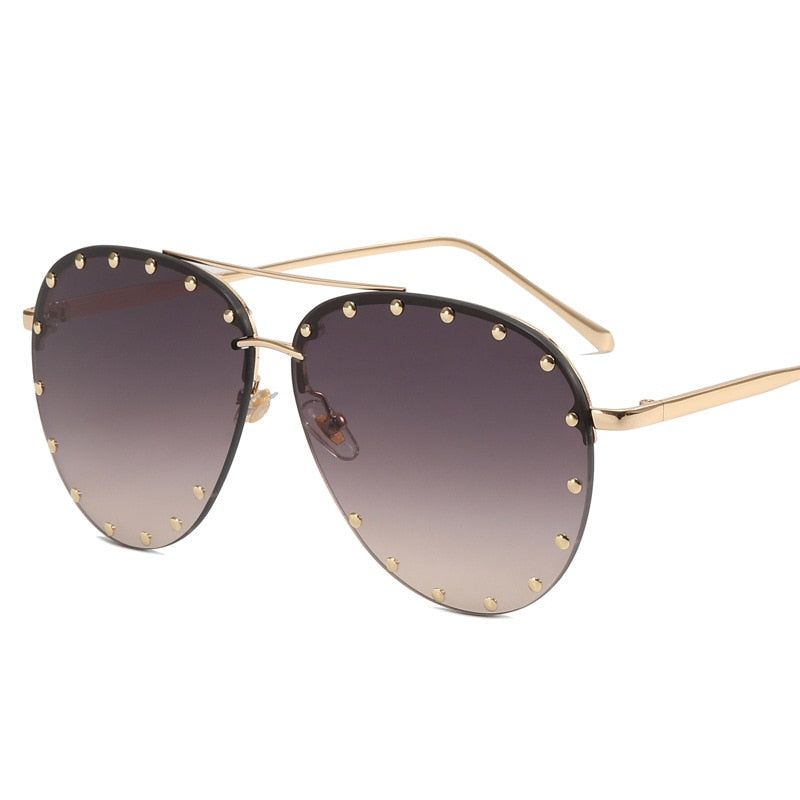 BEGREAT Ladies Metal Rivet Pilot Sunglasses Women Luxury Personality Glasses Cool Eyewear Shades очки солнечные женские UV400