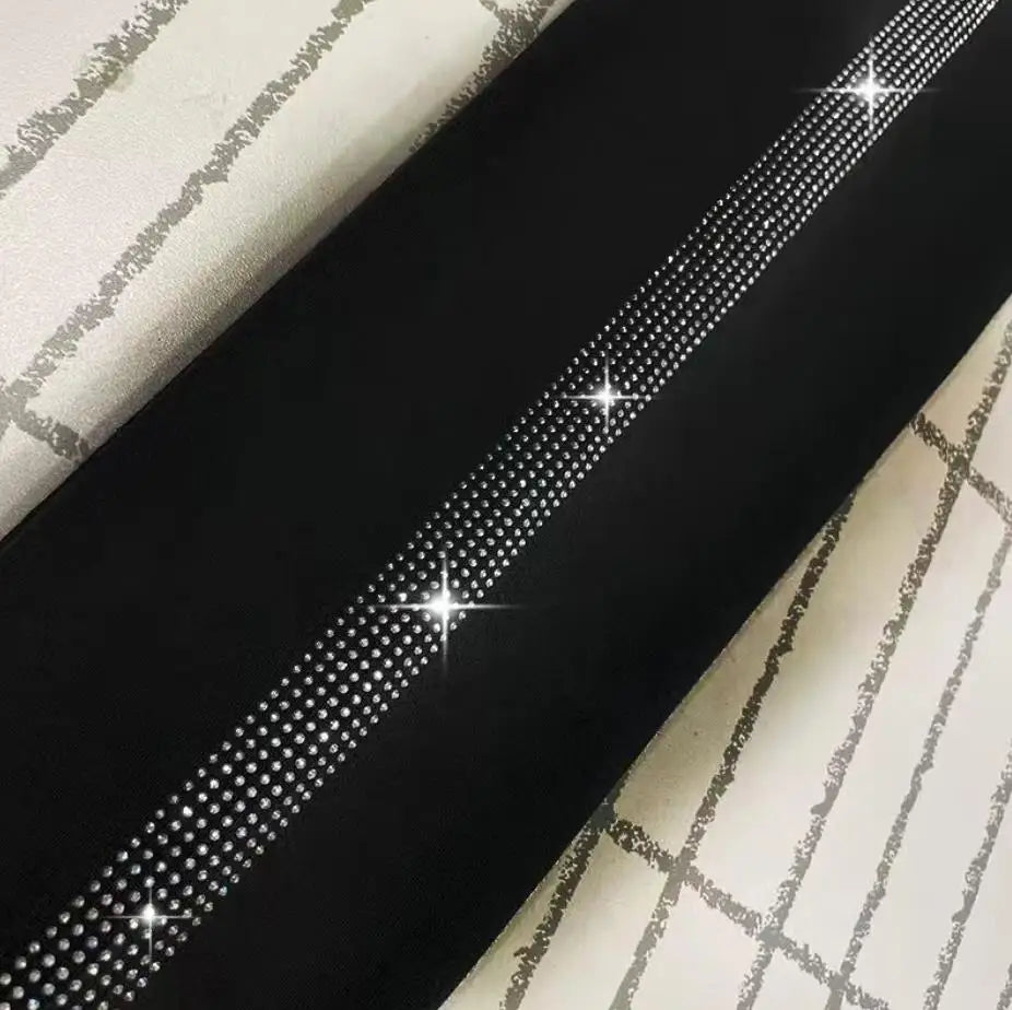 New Autumn Winter High Waist Stretch Thicken Velvet Women Leggings Blingbling Hot Drilling Ankle-length Bottoming Pants Black