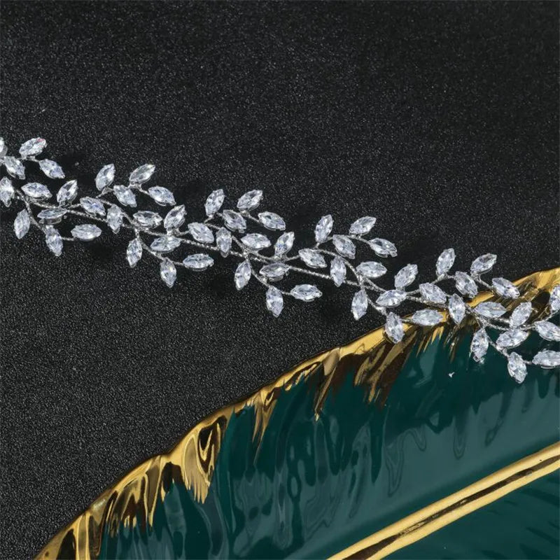 Luxury Bridal Headband Wedding Hair Pieces Zirconia CZ Bride Headpiece Tiaras Crowns 15 Years Girl Women Diadem Prom Headdress