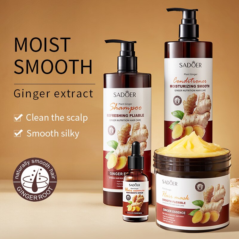 Ginger Hair Growth Products Shampoo Hair Mask Serum Set Anti Hair Loss Prevent Baldness Treatment Fast Growing Nourish Hair Care