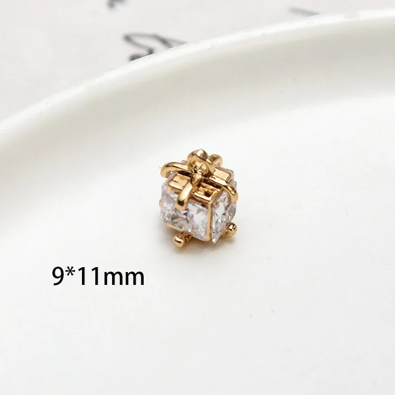 1pcs Copper Inlaid Zircon Crystal Flower Bud Water Drop Square Pendant Diy Jewelry Earrings Necklace Bracelet Handmade Charms