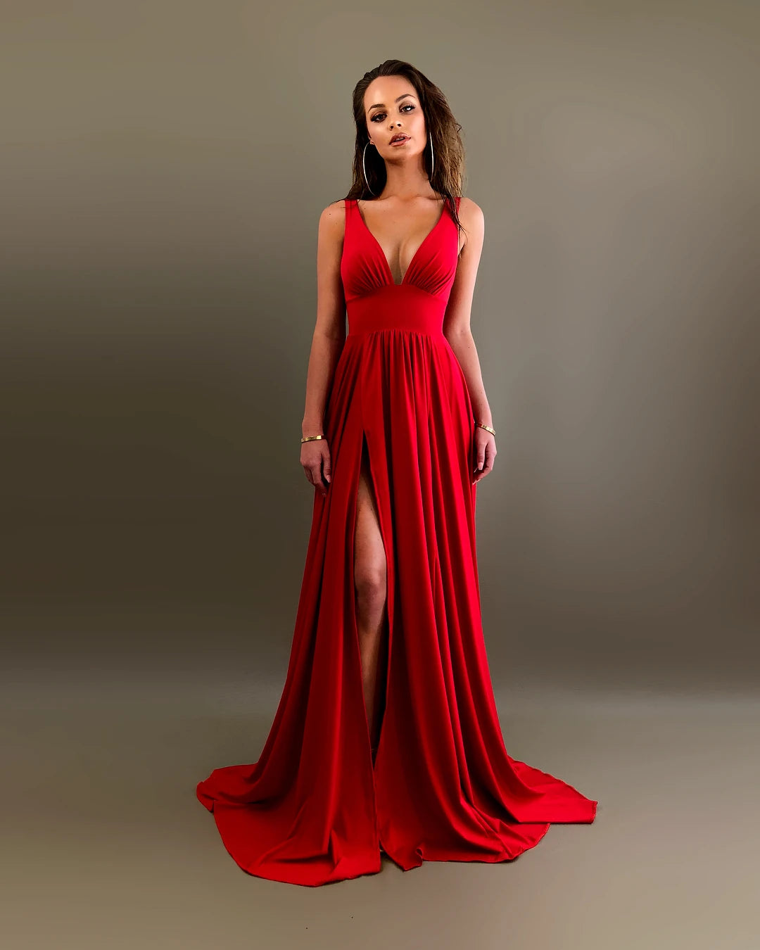 FATAPAESE Sexy Bridesmaid Dresses Satin Simple V Neck High Slit Wedding Guest Party Backless Evening Robe Champagne  Prom Gown