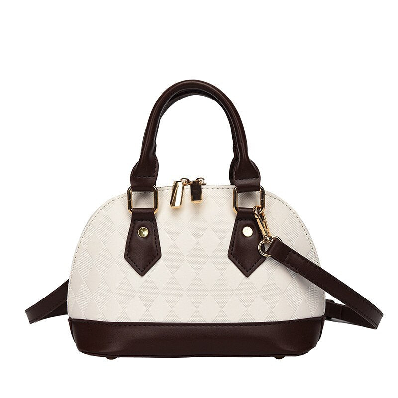 Classic black and white stitching women's small handbag Women's shoulder bag with stone pattern Retro simple shell bag messenger