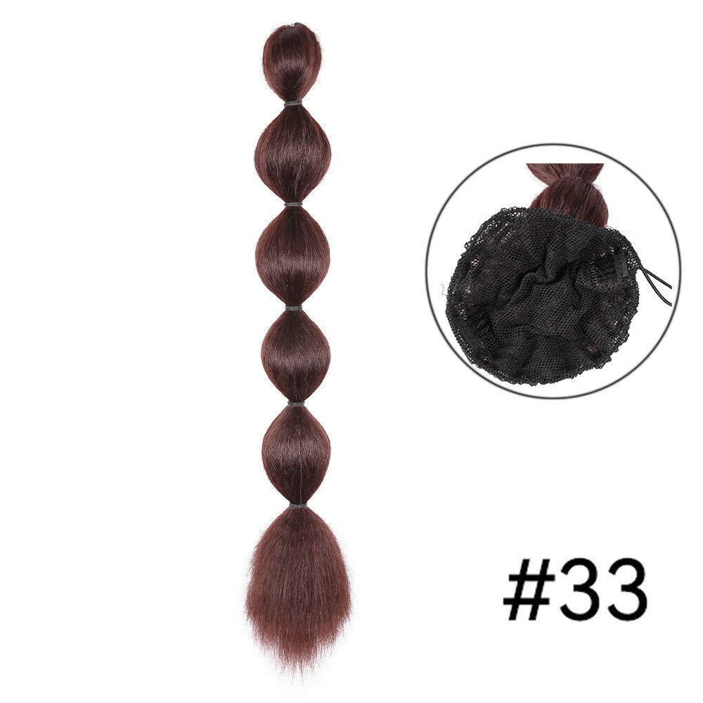 Kinky Straight Ponytail Syntehtic Bubble Ponytail Extensions 20Inch Long Drawstring Antern Bubble Pony Tail For Black Women
