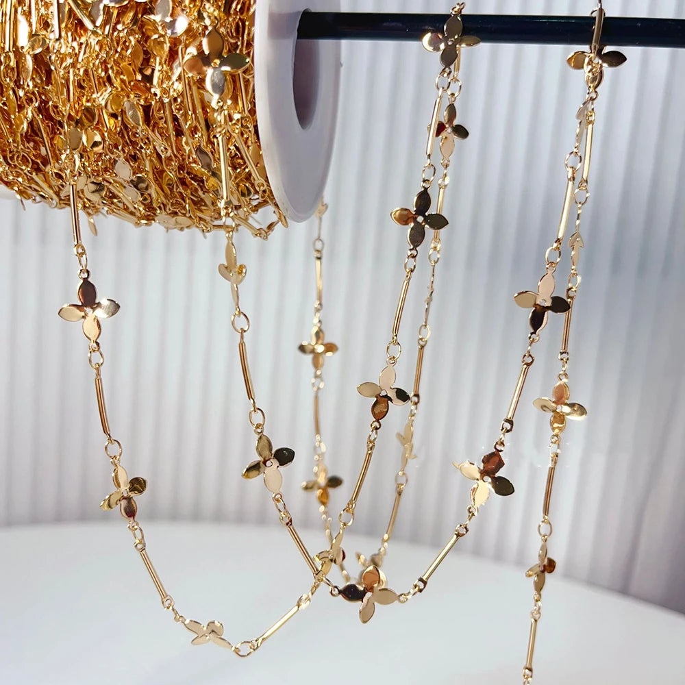 2Meters 1meter Copper Link Chains Retro Flower Chains for or Necklace Bracelet Earrings DIY Jewelry Making Wholesale Supplies