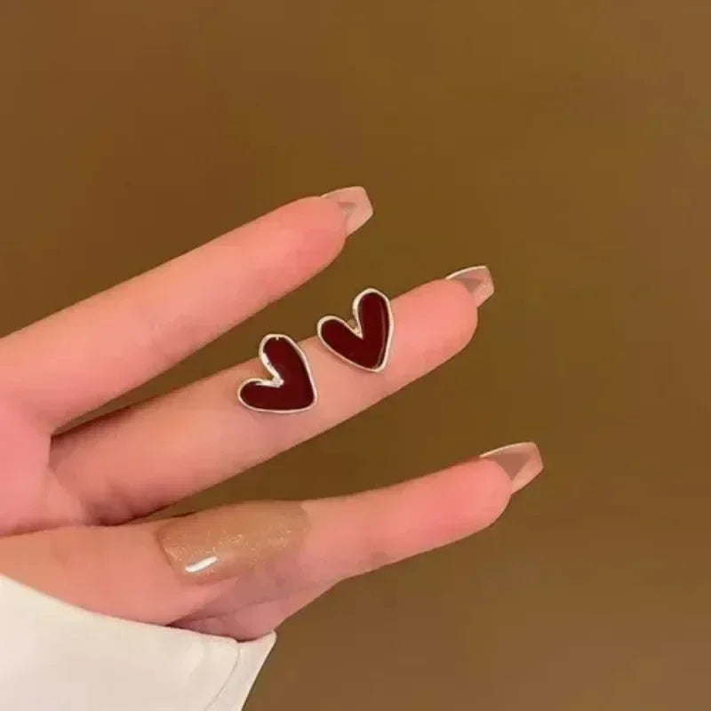 Cute Heart Stud Earrings for Women Girls Daily Wear Love Shape Earring Wedding Simple Ear Piercing Accessories Jewelry Gifts