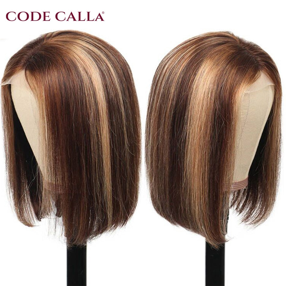 Highlight Wig Human Hair Bob Wig Straight Lace Front Wig Human Hair Brazilian Short Bob Human Hair Wigs On Sale Clearance