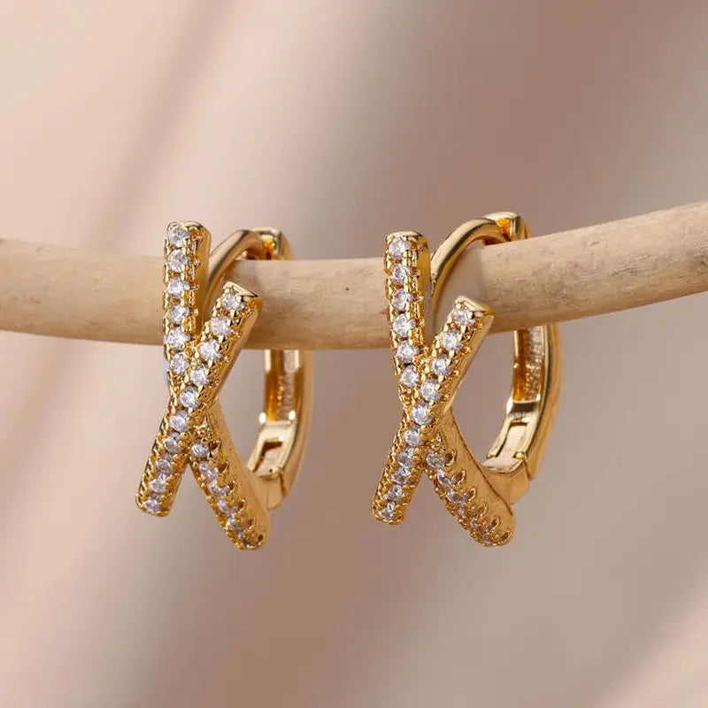 Zircon Evil Eye Earrings For Women Stainless Steel Gold Plated Turkish Pendientes Hoop Piercing Earring Goth Jewelry aretes