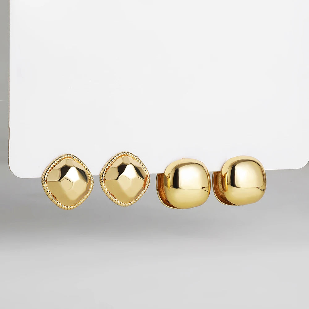 Creative Geometric Ear Buckle Open Thick Hoops C-shape Earrings for Women Gold Plated Statement Earring Sets Trend Jewelry