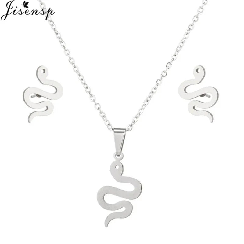 100% Cute Swallow Stainless Steel Pendents Necklaces for Women Small Lion Tiger Bee Snake Animal Earrings Stud Birthday Gifts