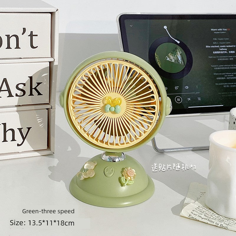 Cute Desktop Little Fan Mute Office Desk Mini Fan USB Rechargeable Student Dormitory Portable