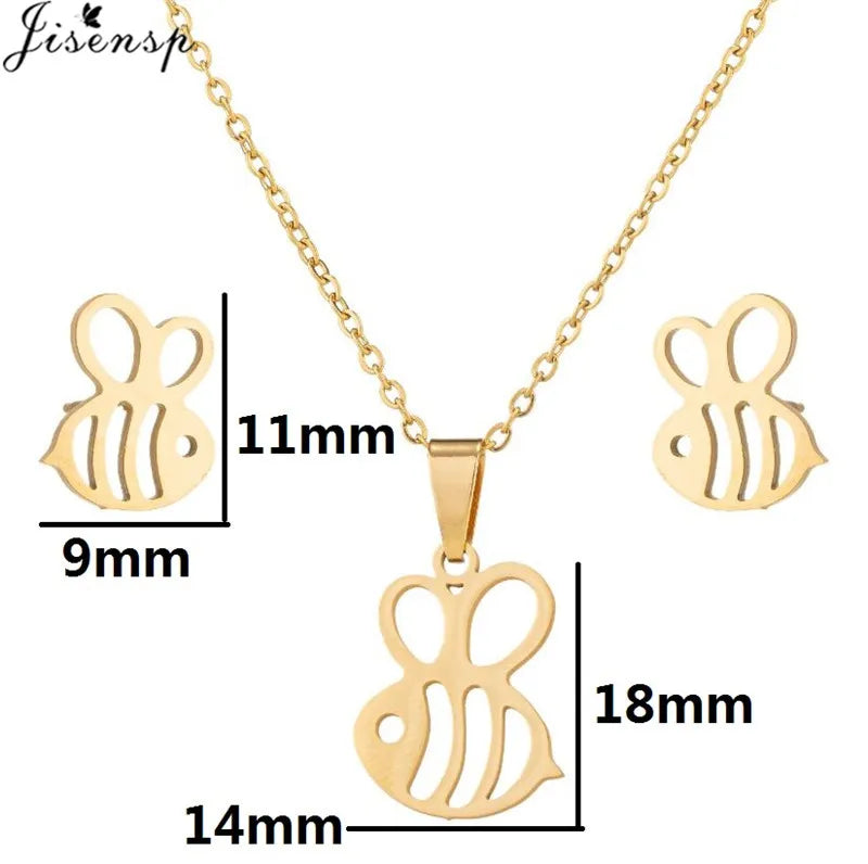 100% Cute Swallow Stainless Steel Pendents Necklaces for Women Small Lion Tiger Bee Snake Animal Earrings Stud Birthday Gifts