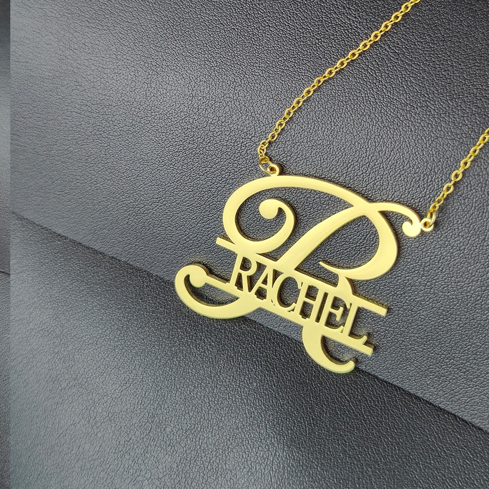 Custom Initial Letter Pendant Necklace Personalized Nameplate Stainless Steel Gold Color Chain Jewelry For Women Best Gift