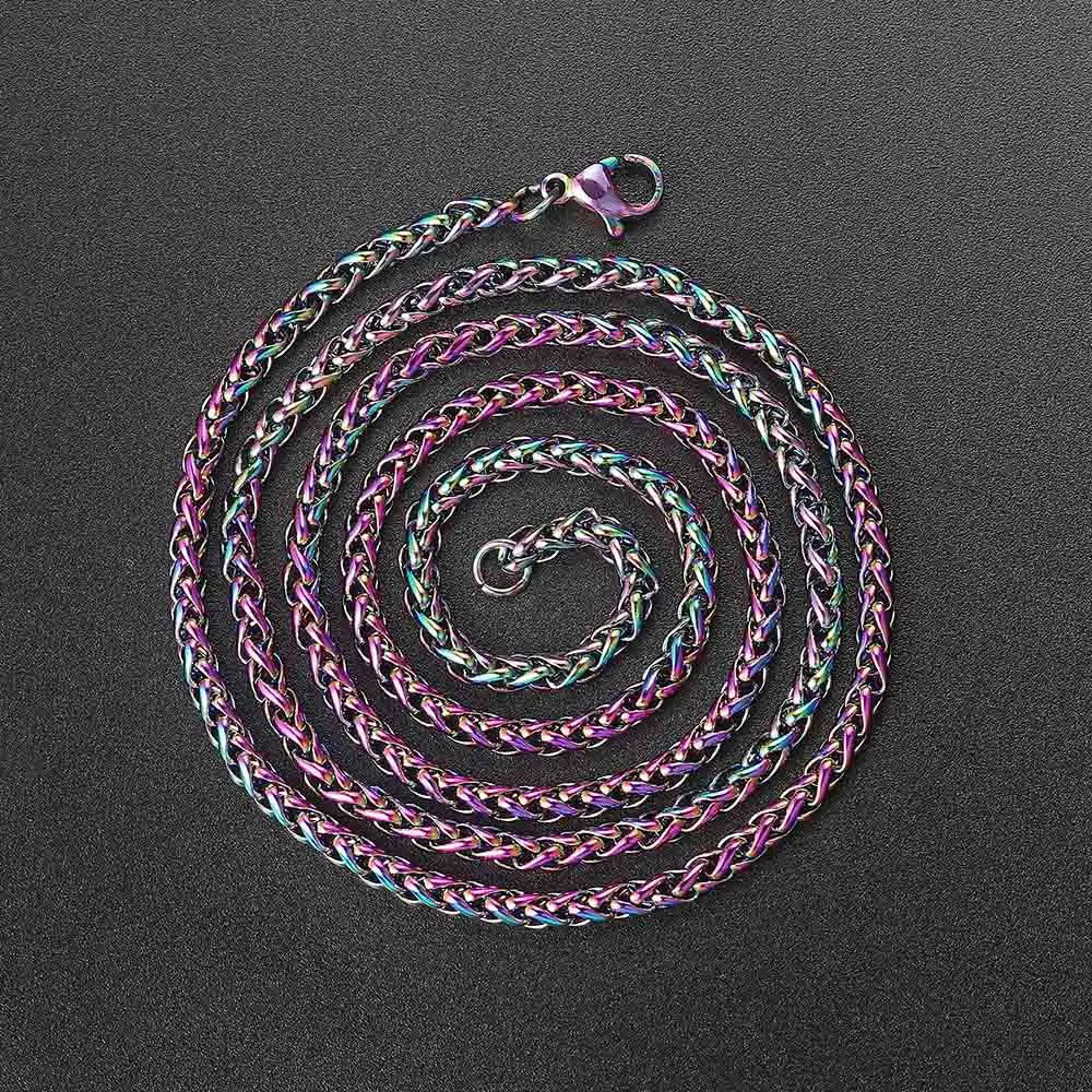 Rainbow Cuban Link Chain Necklace for Women Hip Hop Punk Thick Franco Rope Figaro Chains Man Gifts 60cm Choker Neck Jewelry C021