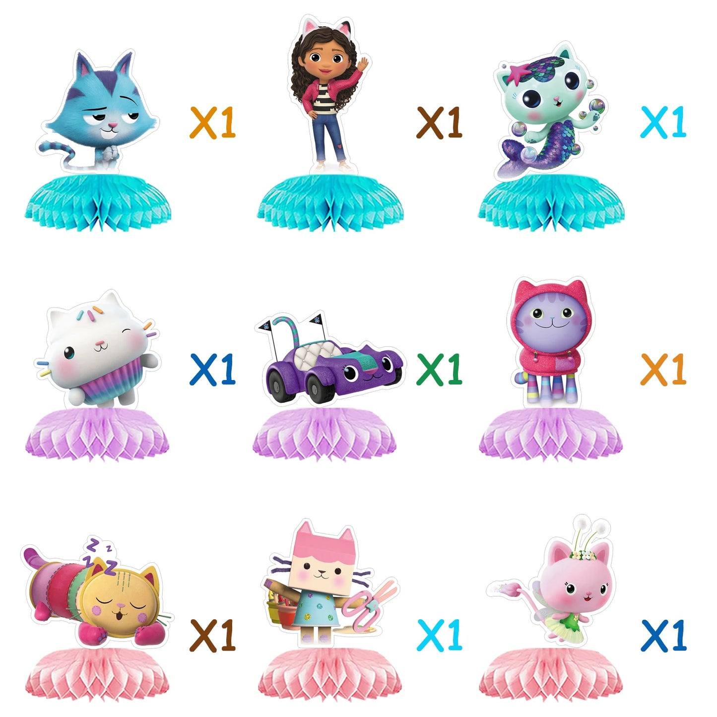 Pink Gabbys Dollhouse Cats Birthday Party Decoration Disposable Tablecloth Cup 3D Doll Balloon For Girls Baby Shower Supplies