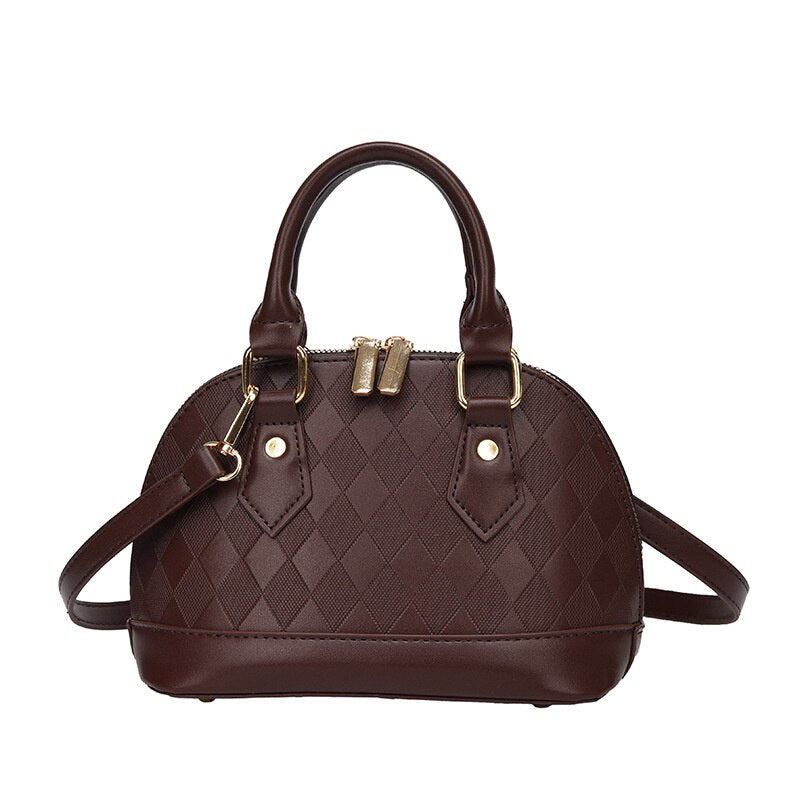 Classic black and white stitching women's small handbag Women's shoulder bag with stone pattern Retro simple shell bag messenger