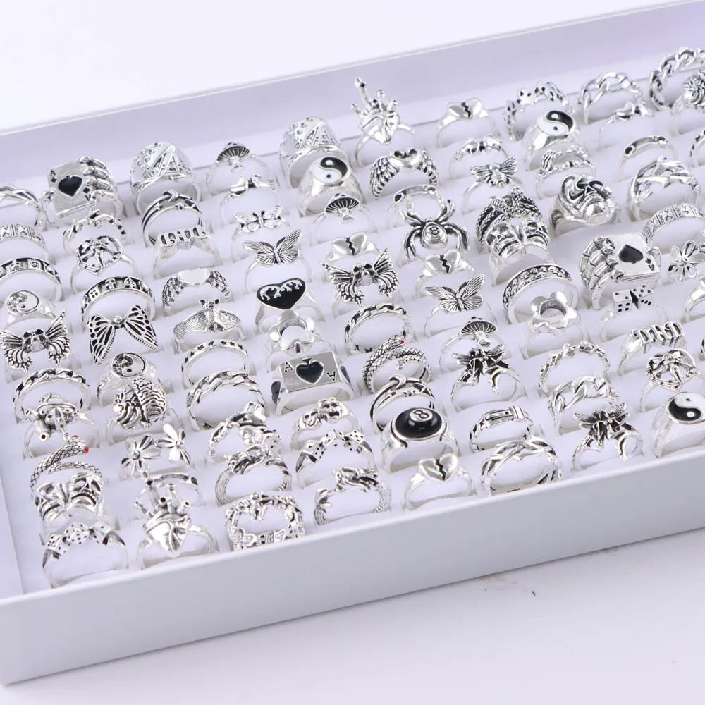 20Pcs/Lot Punk Snake Animal Hollow Star Moon Kuncle Rings for Women Joint Finger Mix Style Jewelry Party Gifts