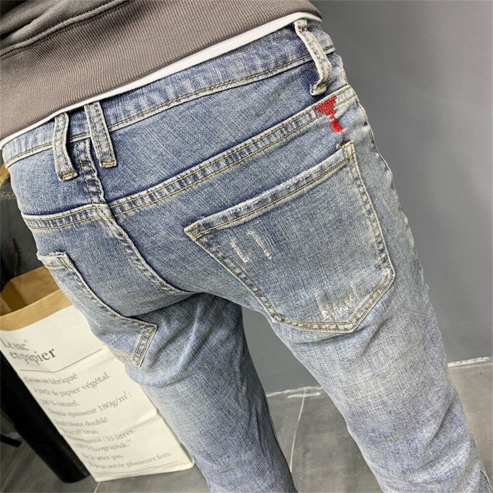 2022 Brand Men Jeans Slim Fit Skinny Denim Jeans Designer Elastic Straight Jeans Stretch Trousers Jeans for Men